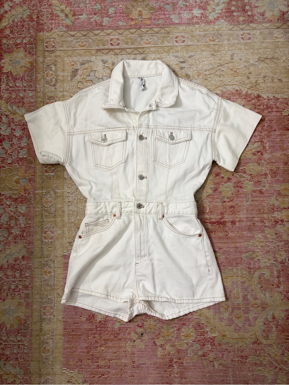 Zara Off-White Denim Romper